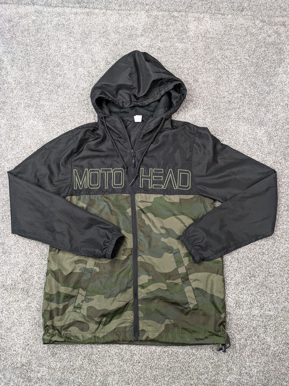 Independent Trading Company Windbreaker Adult XS Camo MOTOHEAD Zip Up Mens